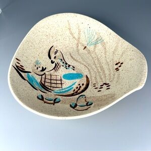 Vintage Red Wing Pottery Quail Dish